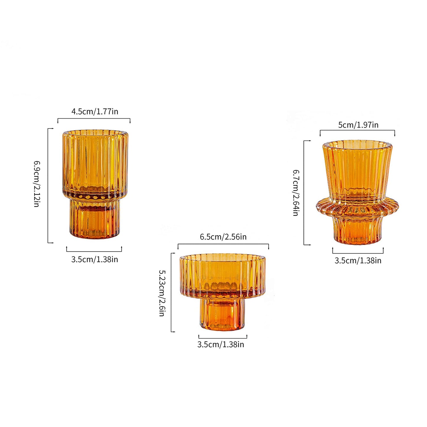 AnlarVo Clear Vintage Glass Candle Holders – Set of 3