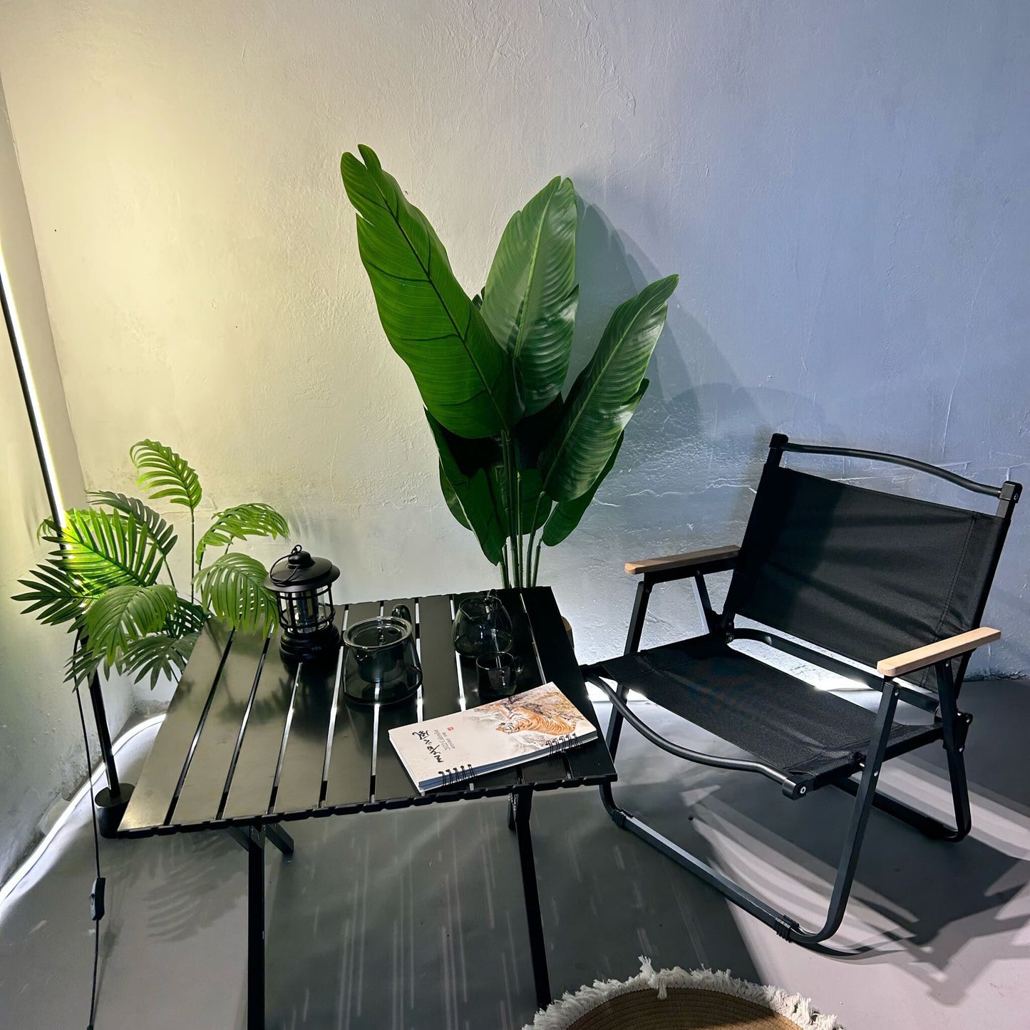 AnlarVo Aluminum Folding Picnic Table, Small Size 60x60x45cm, Black