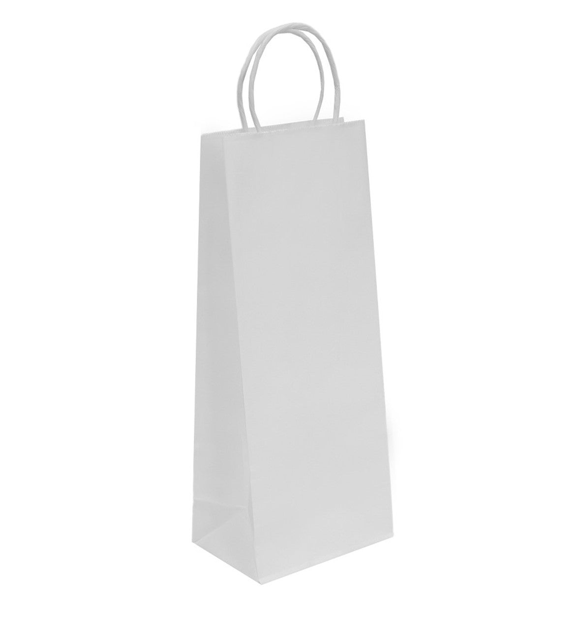 Custom Your Store Single Bottle Paper Wine Bags - 3.50 x 3.50 x 13 Inches White - Case 250