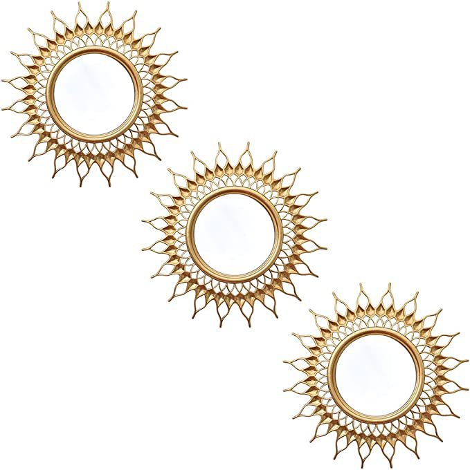 AnlarVo 10X10" Gold Plastic Wall Decor Mirror Set