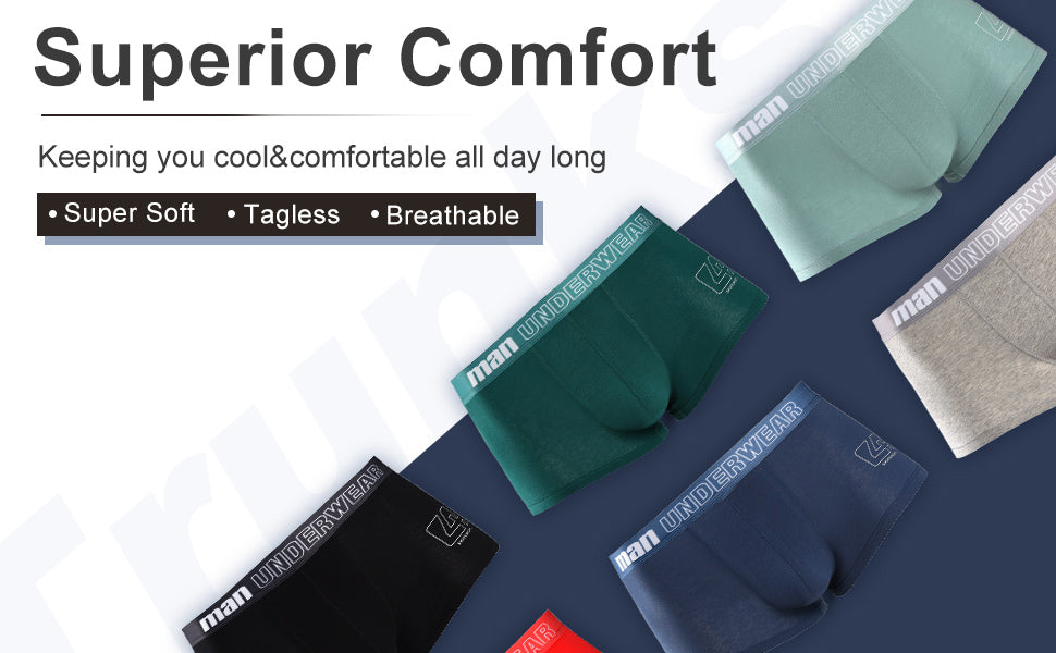 Underwear for Men Breathable Trunks Underwear Soft Cotton Boxer Briefs Multi-Pack