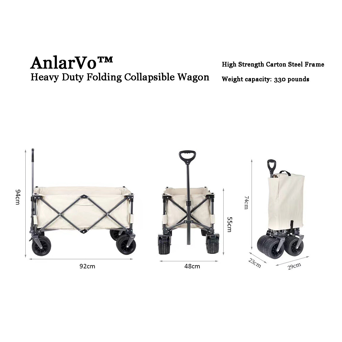AnlarVo Outdoor Collapsible Wagon with Aluminum Alloy Tabletop Board