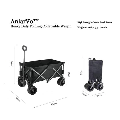 AnlarVo Fishing/Camping/Picnic Outdoor Heavy Duty Folding Collapsible Wagon-Black