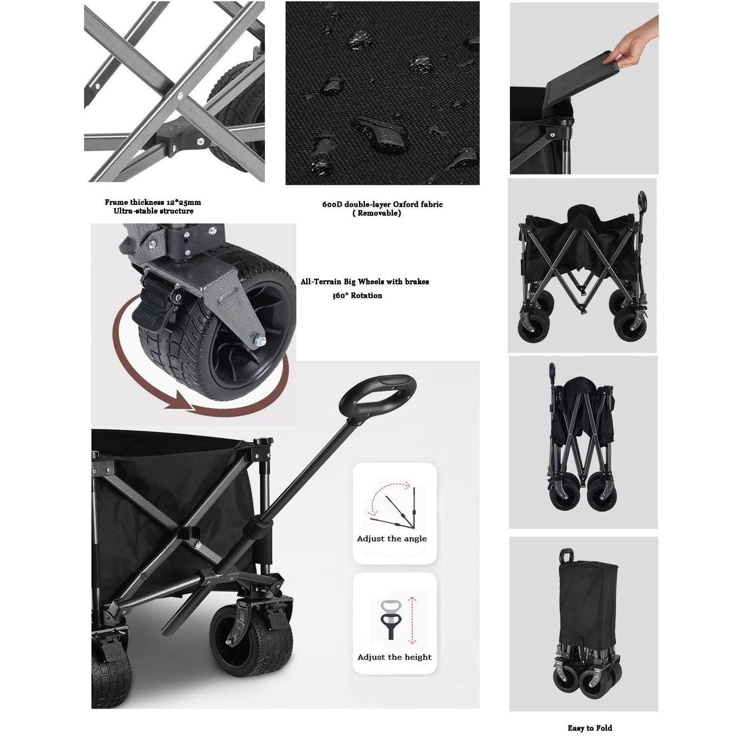 AnlarVo Outdoor Collapsible Wagon with Aluminum Alloy Tabletop Board