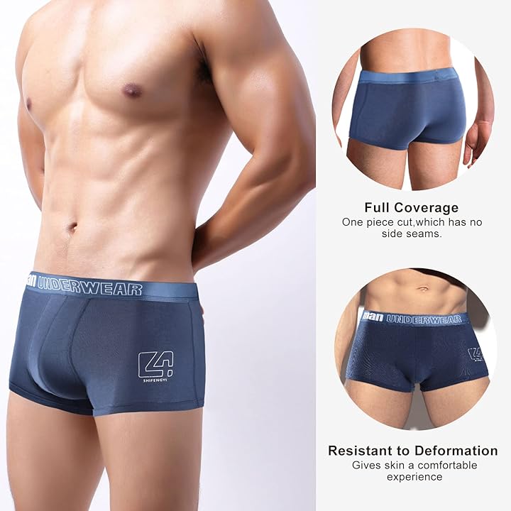 Underwear for Men Breathable Trunks Underwear Soft Cotton Boxer Briefs Multi-Pack