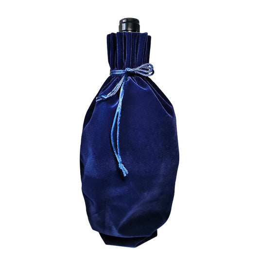 AnlarVo Navy Blue Classy Velvet Wine Gift Wrapping Bag, Regular Size, 7 Pack