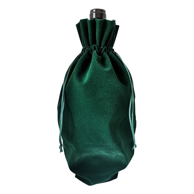 AnlarVo Dark Green Luxury Velvet Wine Gift Bags, Regular Size, 7 Pack
