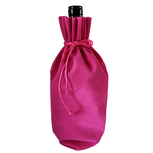 AnlarVo Hot Pink Luxury Velvet Wine Gift Bag, Regular size, 7 Pack