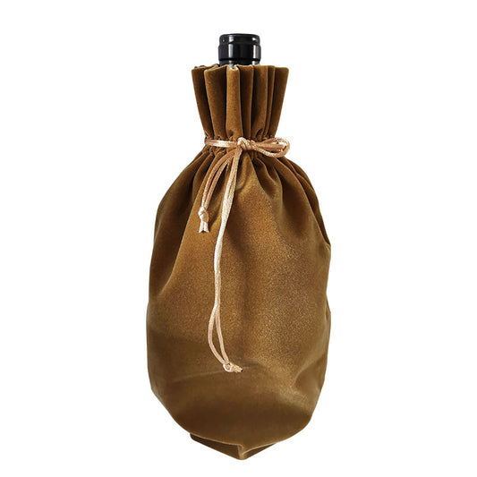 AnlarVo Golden Yellow Luxury Velvet Wine Gift Bag, Regular size, 7 Pack