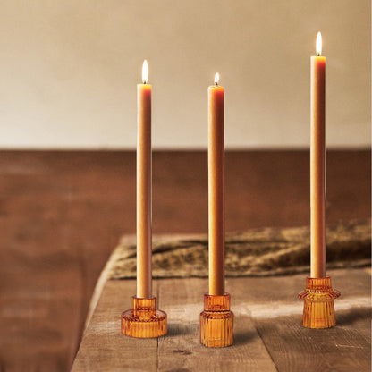AnlarVo Amber Vintage Set of 3 Glass Candle Holder