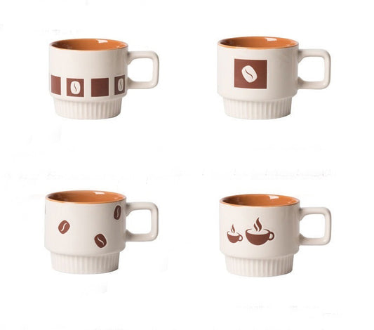 AnlarVo Coffee Bean Style Stackable Mugs, Set of 4
