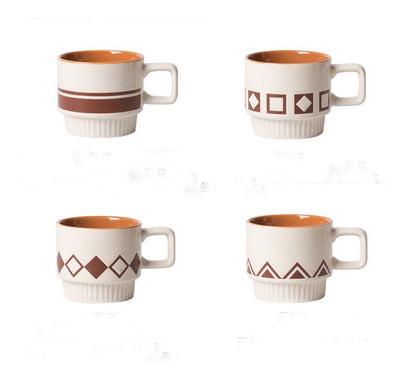 AnlarVo Geometric Style Stackable Coffee Mug, Set of 4