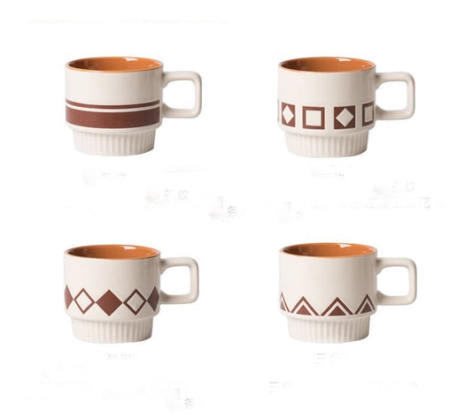 AnlarVo Geometric Style Stackable Coffee Mug, Set of 4