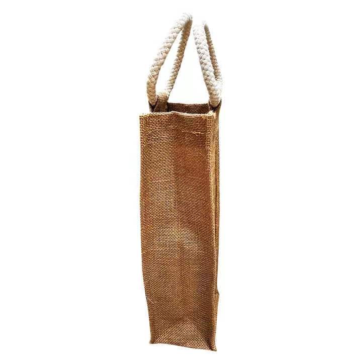 AnlarVo Single Bottle Natural Burlap Wine Carrier Bag, 1 Pack, Accept custom printing bag