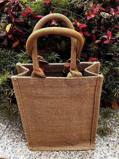 AnlarVo Two Bottles Natural Burlap Wine Bag, 1 Pack, accept custom printing bag