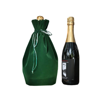 AnlarVo Dark Green Velvet Wine Champagne Gift Bags 7 Pack Drawstring Bottle Pouch