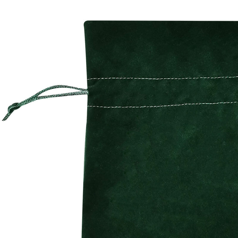 Elegant dark green velvet champagne gift bags 7‑pack. Reusable drawstring wine bottle pouches for wedding, party, holiday hostess gift packaging