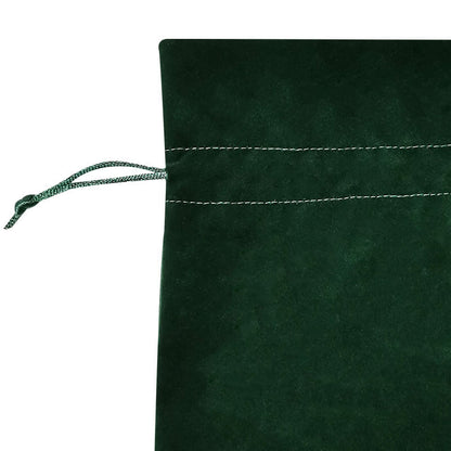 Elegant dark green velvet champagne gift bags 7‑pack. Reusable drawstring wine bottle pouches for wedding, party, holiday hostess gift packaging