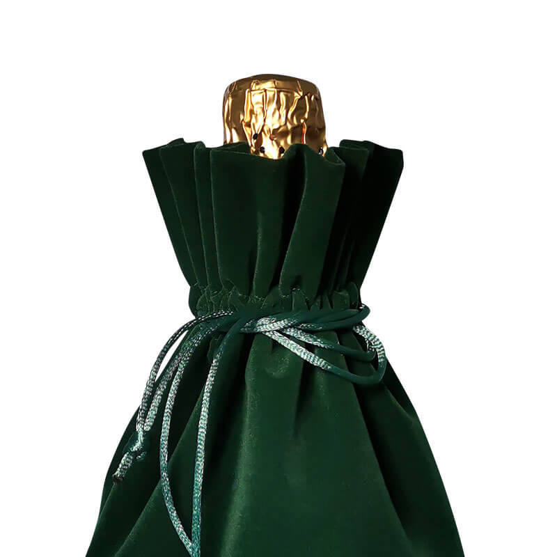 AnlarVo Dark Green Velvet Wine Champagne Gift Bags 7 Pack Drawstring Bottle Pouch